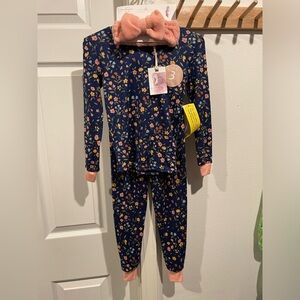 Jessica Simpson pajamas girls size 4 girl blue & pink bow pants shirt